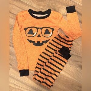 Orange Pumpkin Face Pajama Set